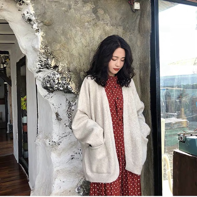 Áo khoác len tay phồng trơn