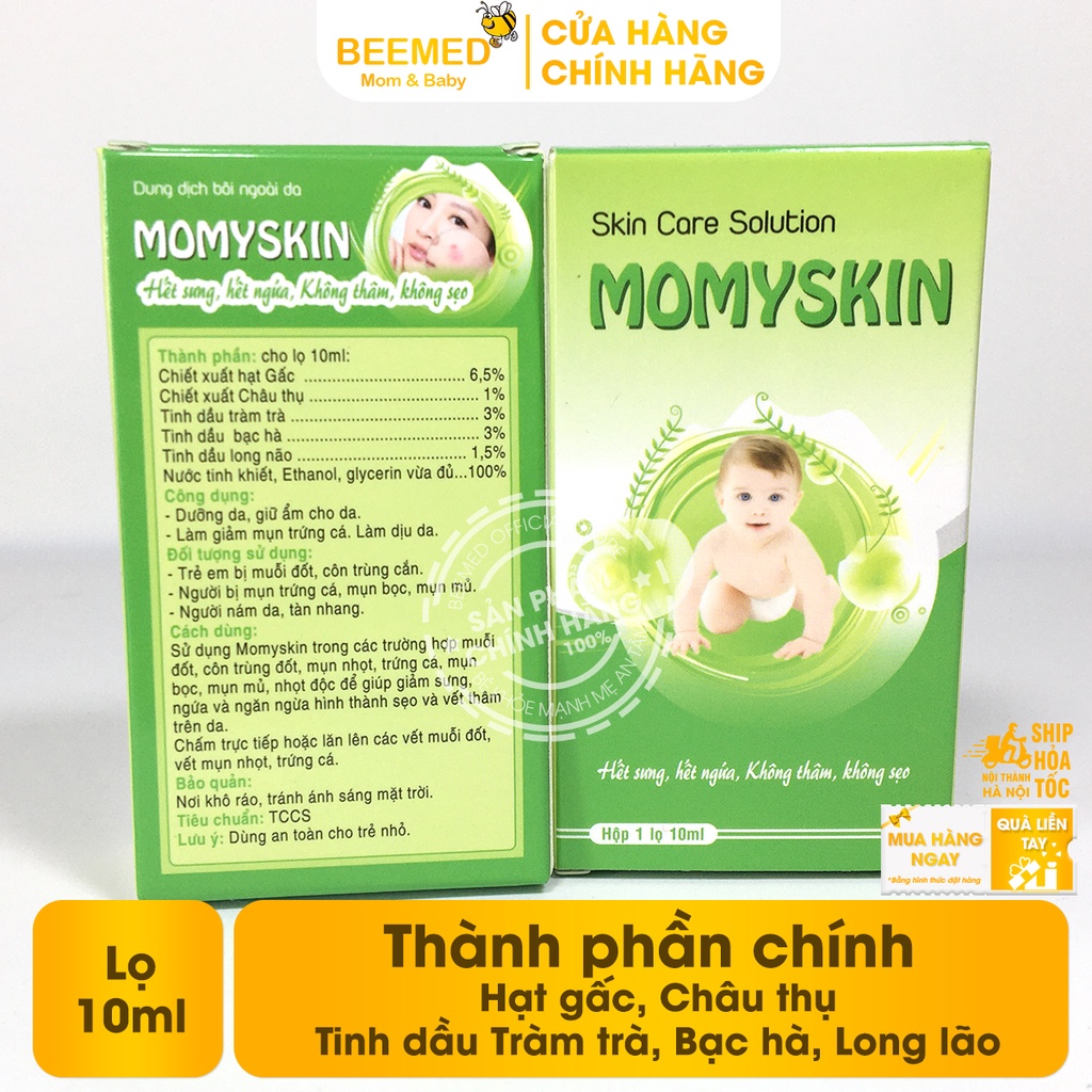 Lăn muỗi đốt Momyskin lọ 10ml dạng bị lăn từ thảo dược, giảm ngứa liền sẹo cho người lớn và bé