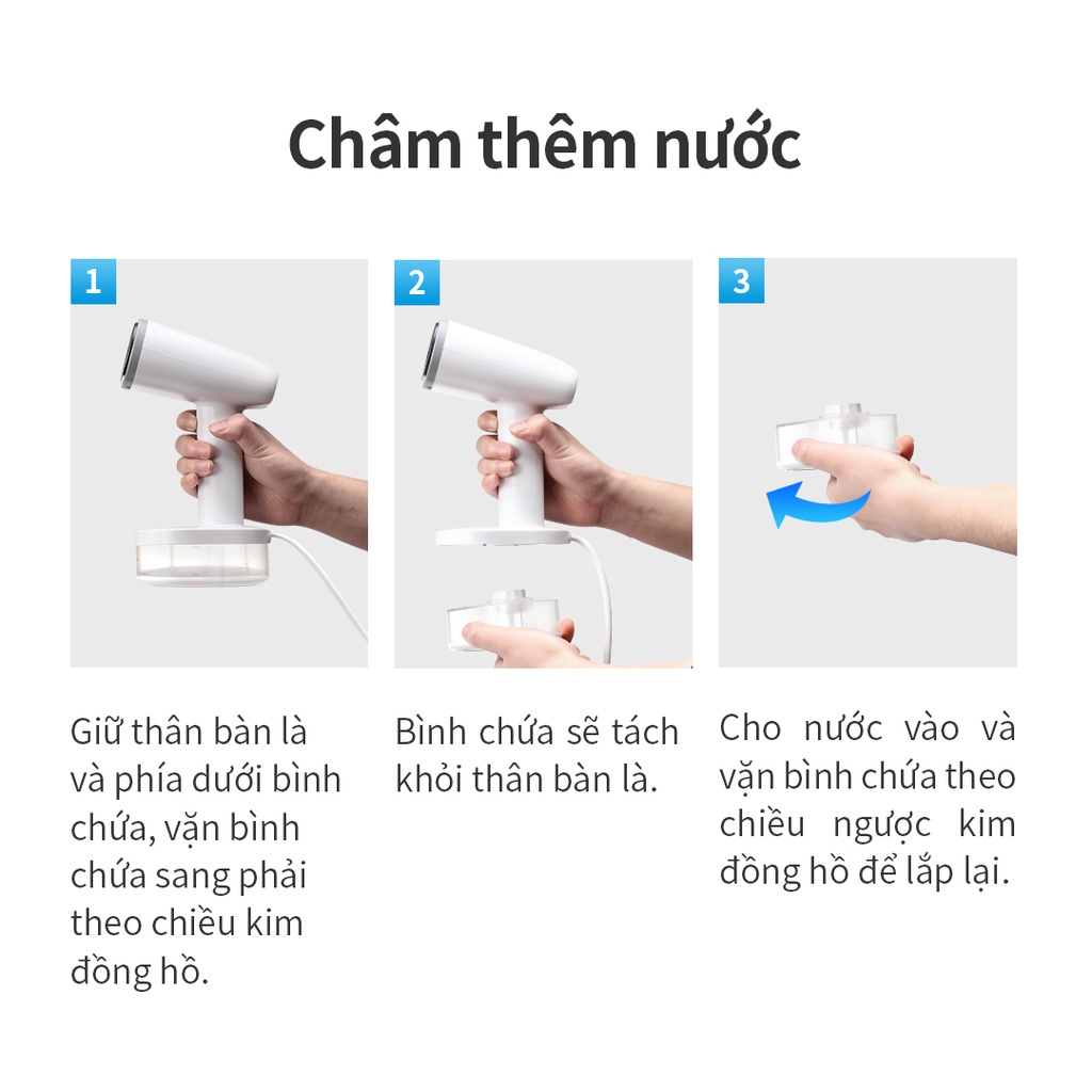 [BH 12 tháng] Bàn là hơi nước cầm tay mini mới Lock&amp;Lock (Màu trắng) ENI222WHT ENI223WHT ENI222 ENI223