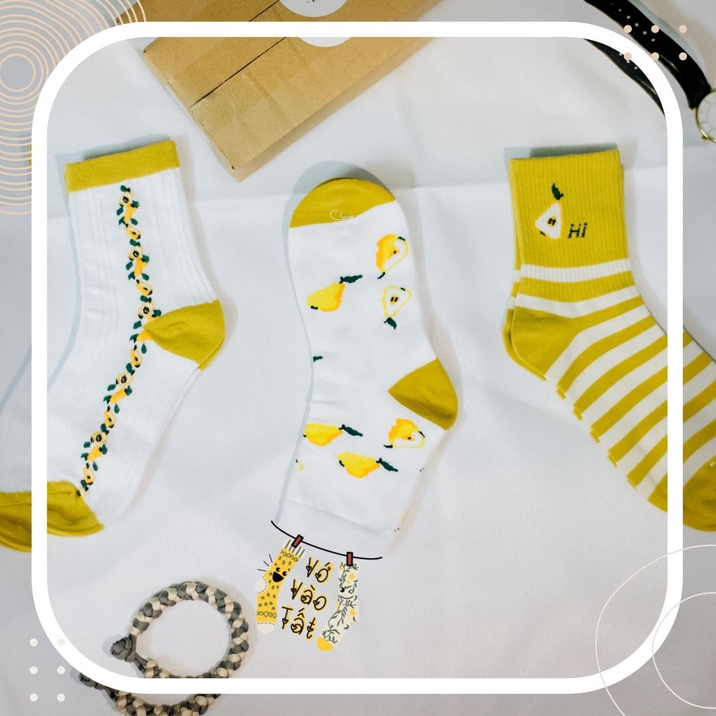 TẤT VỚ NỮ CỔ CAO HOA LÊ VÀNG NỮ TÍNH