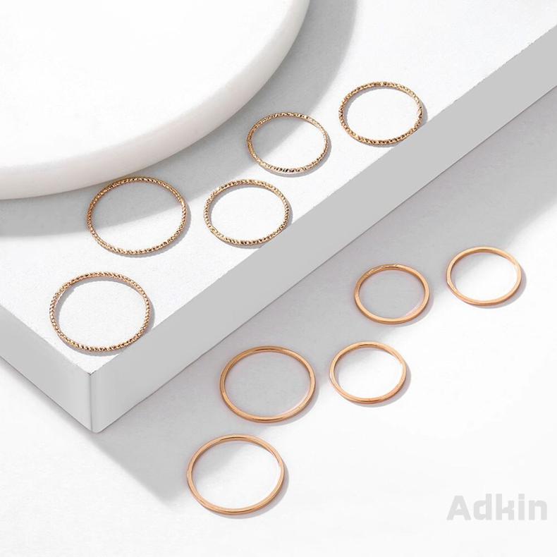 [Adkin] Hàn Quốc bộ mười mảnh đơn giản cá tính mới nhẫn ngón tay mỏng Bộ 10 mảnh ghép nhẫn trang trí ngón nữ trỏ 164