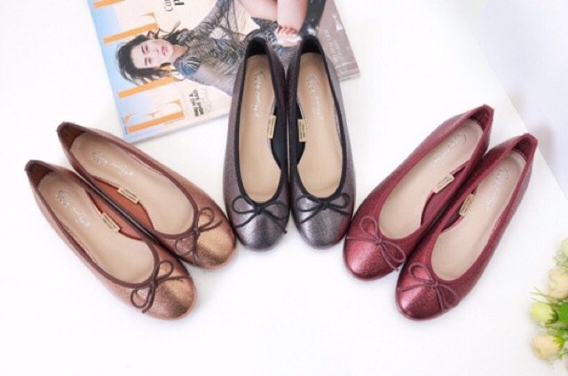 Giày bệt nơ nhũ