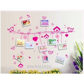 Decal dán tường dây khung ảnh trái tim