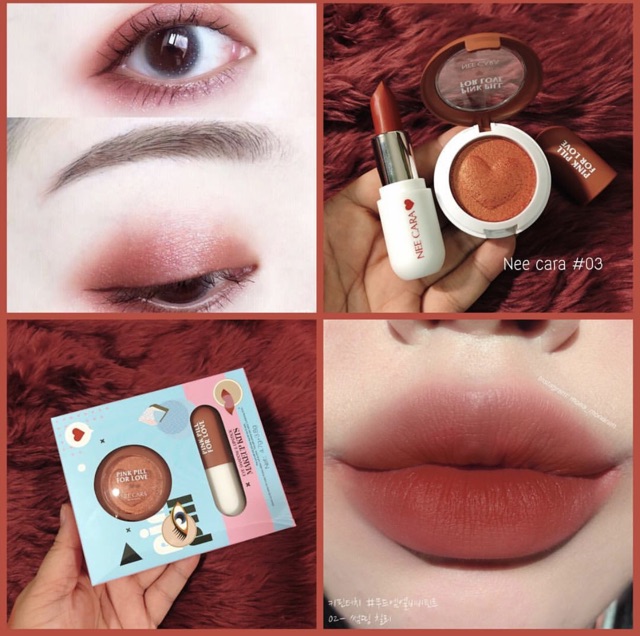 NEE CARA EYESHADOW & LIPSTICK - SON + MÀU MẮT KẾT HỢP MÁ HỒNG | BigBuy360 - bigbuy360.vn
