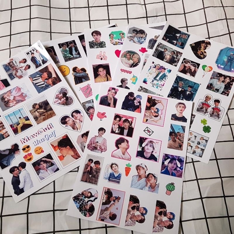 CẮT SẴN |  Stickers a4 siêu nhiều hình couple MewGulf, KaoUp, BrightWin, MeanPlan 2Wish, OffGun, BounPrem, CoDu vv