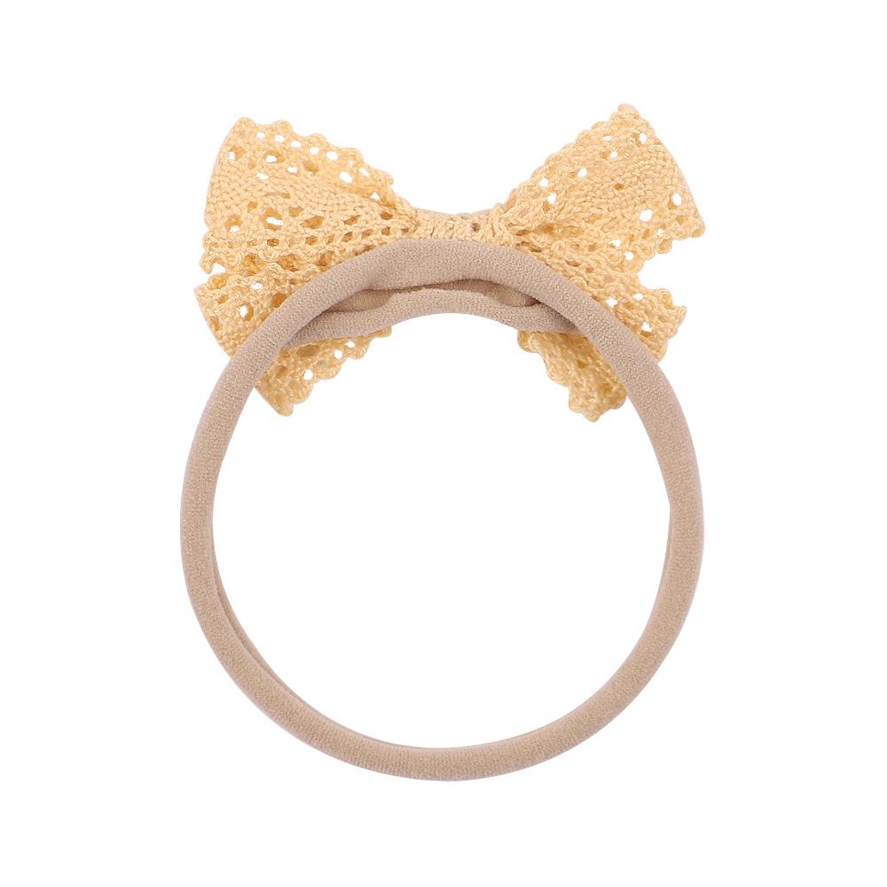 Dây buộc tóc KIDSBOWS 2315 nylon co giãn đính nơ ren màu trơn dễ thương cho bé gái