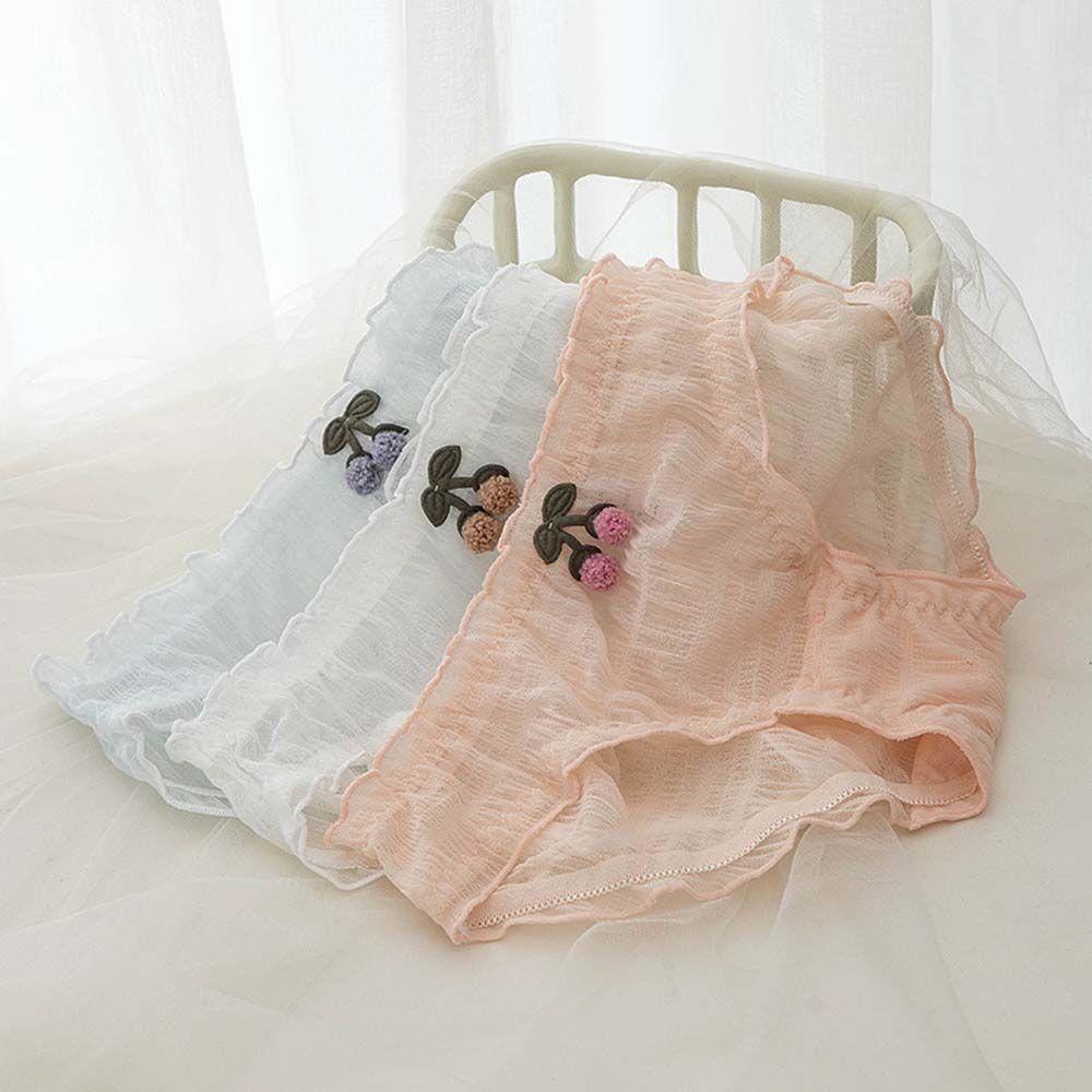 Quần Lót Ren Lưới Thoáng Khí In Họa Tiết Cherry Phong Cách Hàn Quốc Cho Nữ