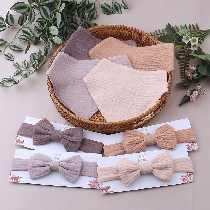 Khăn Bandana Vải Cotton Mềm Màu Trơn Thắt Nơ Hình Tam Giác Cho Bé