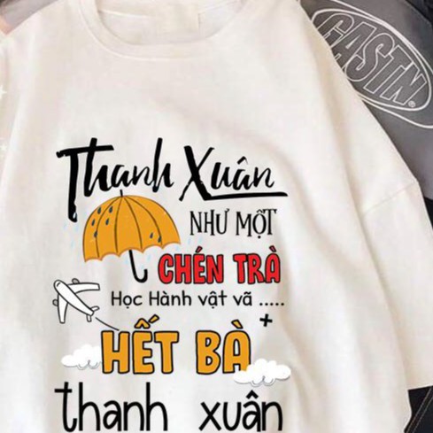 Áo thun nữ 💗FREESHIP💗áo in chữ thanh xuân như một chén trà