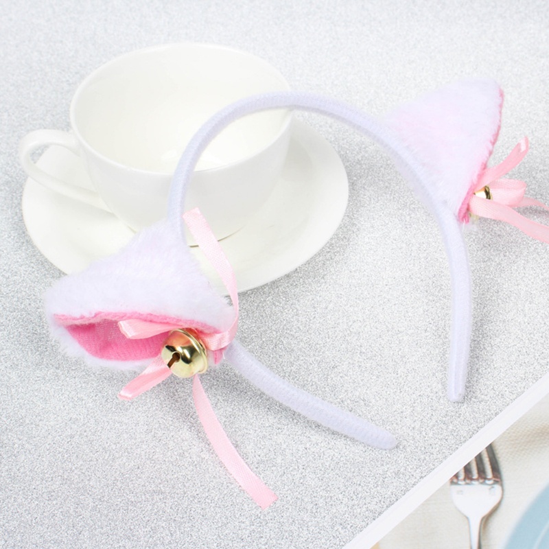 Băng đô cài tóc hình tai mèo đính nơ phong cách lolita nhiều màu tuỳ chọn