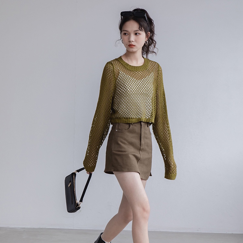 Áo thun IELGY dệt kim chống nắng thiết kế lỗ cho nữ