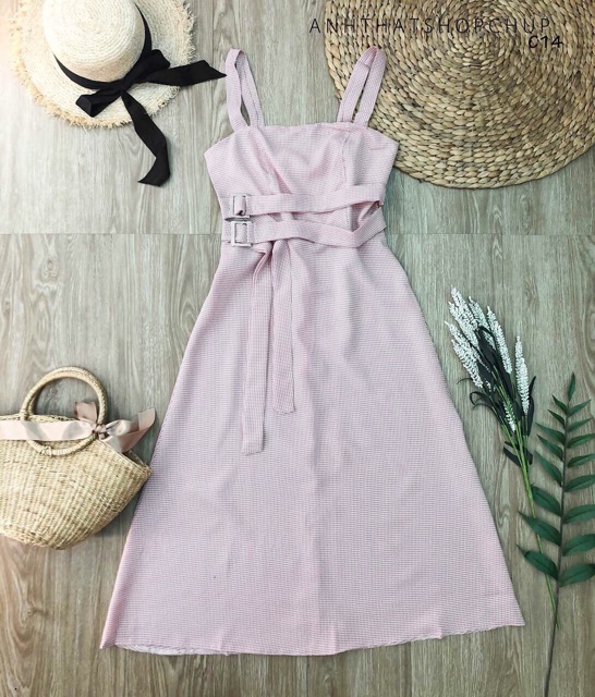 Đầm Caro Nhí Thắt Belt xb(kèm ảnh thật)