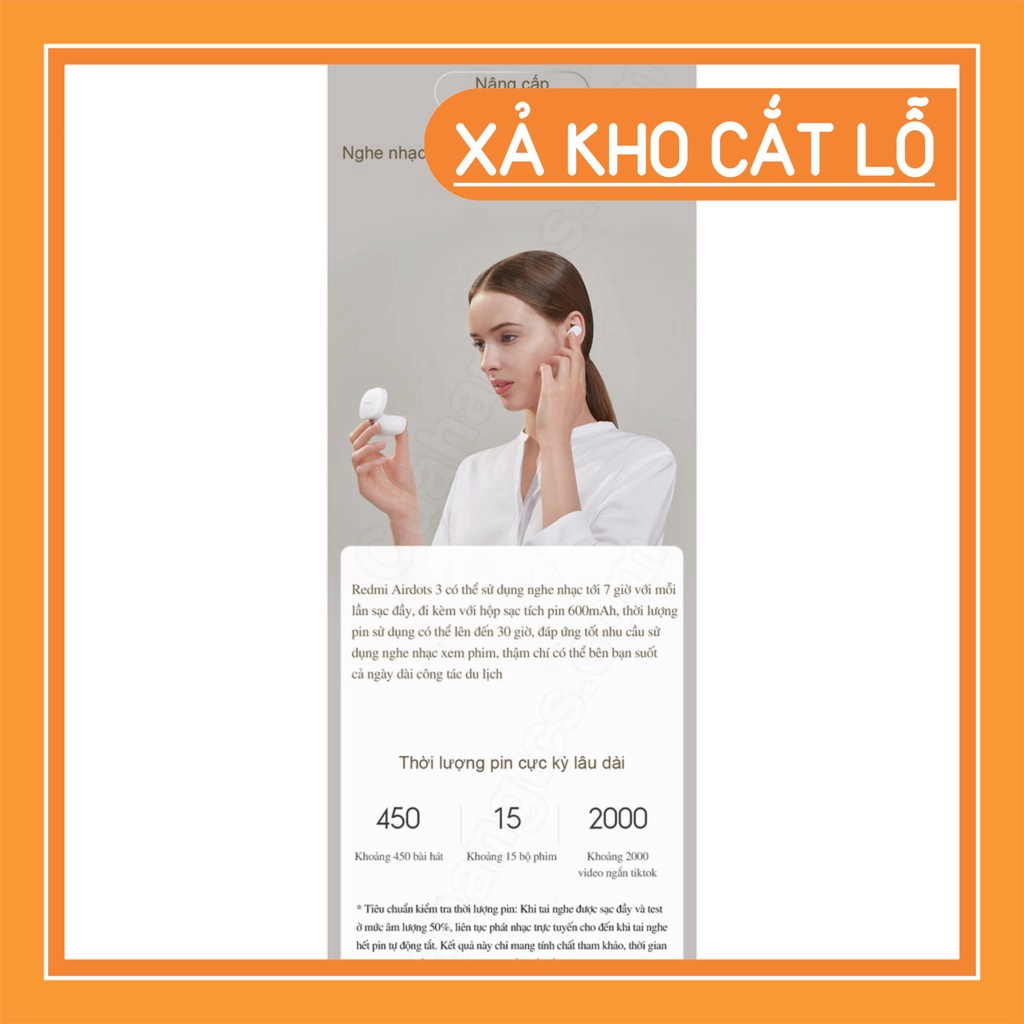 XẢ BANH NÓC Tai nghe Bluetooth True Wireless Redmi Airdots 3 tai nghe blutooth Xiaomi XẢ BANH NÓC
