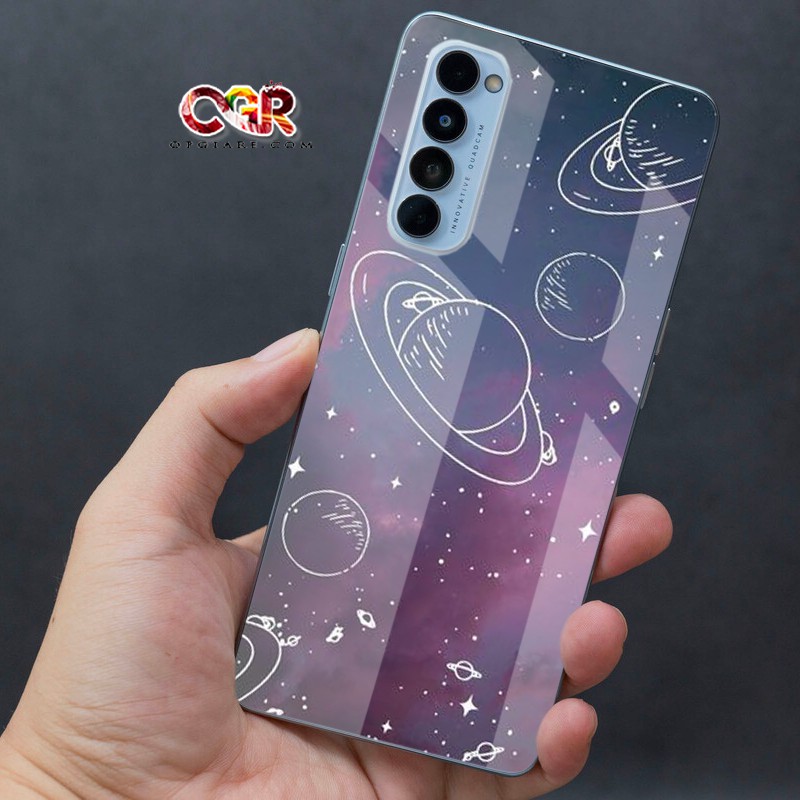 Ốp lưng OPPO RENO4/RENO 4 PRO/RENO 5/RENO 6/6Z mặt kính hoa tiết Bắt mắt
