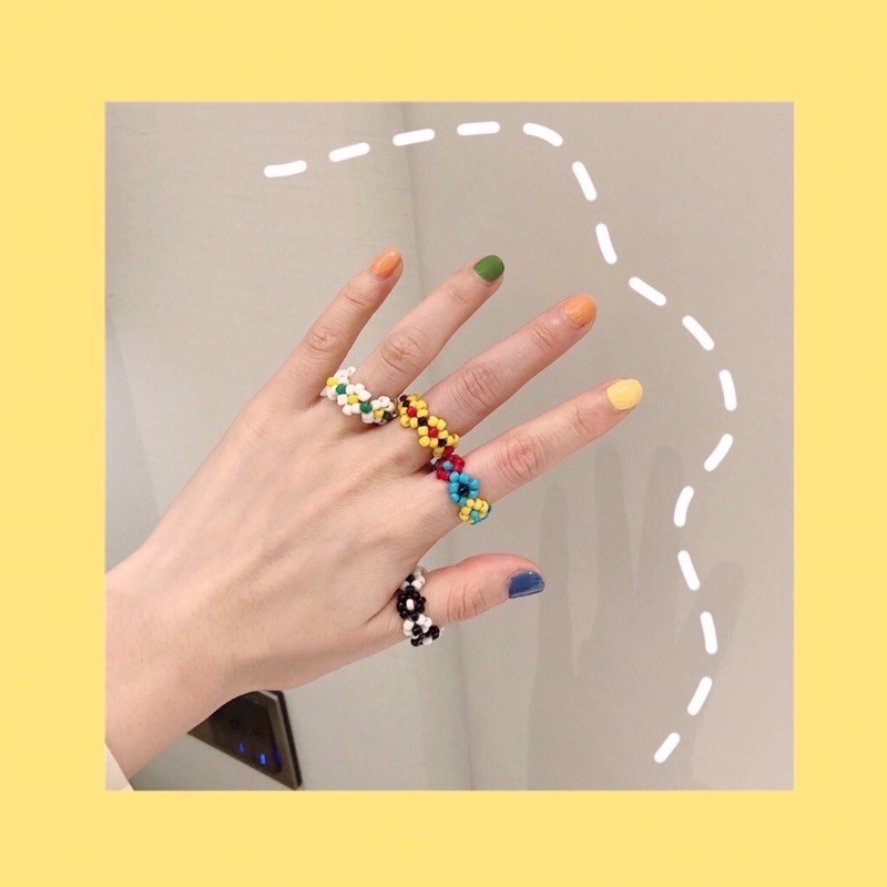 Nhẫn Nhiều hoa hạt cườm Beadring hot trend Nhẫn handmade MADEBYLEE