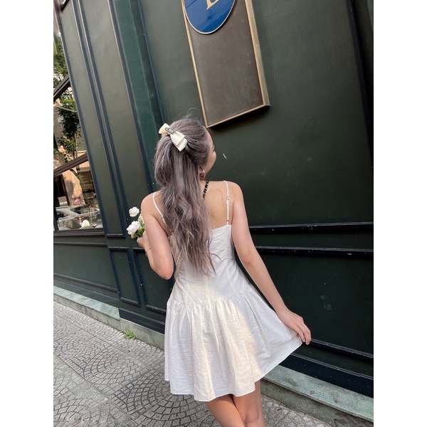 ( HÀNG CÓ SẴN ) Đầm Xoè Trắng 2 Dây Có Mút Ngực Phong Cách Nàng Thơ Amelie | BigBuy360 - bigbuy360.vn