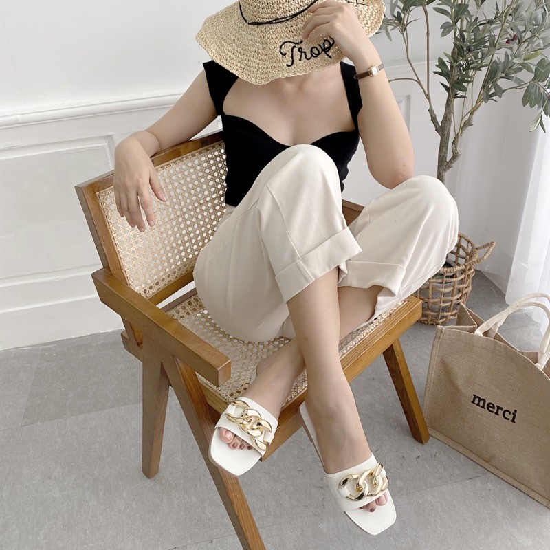 DÉP THỚI TRANG BẢNG NGANG KHÓA BẢNG NGANG ĐẾ BỆT SHOES PARADISE