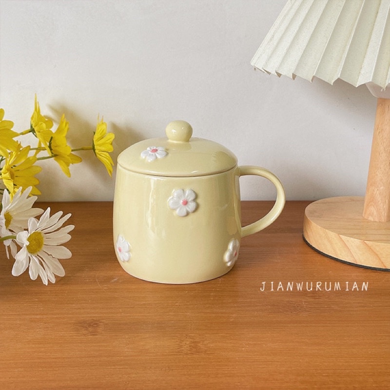 Cốc cà phê gốm sứ hoa phong cách hàn quốc #littlechick