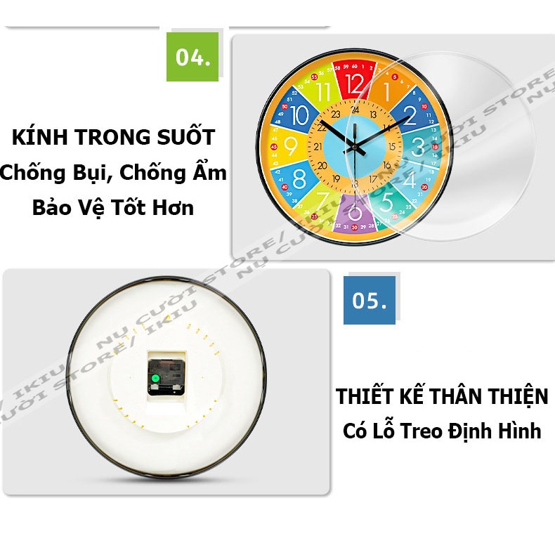 [MẪU MỚI NHẤT] Đồng Hồ Treo Tường Decor Trang Trí Phòng Khách Kim Trôi Im Lặng - Đồng Hồ Treo Tường