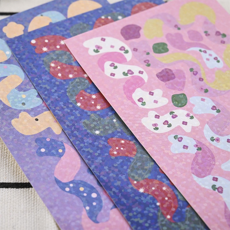 Miếng Dán Họa Tiết Ruy Băng Lấp Lánh Dùng Trang Trí Nhật Ký Diy