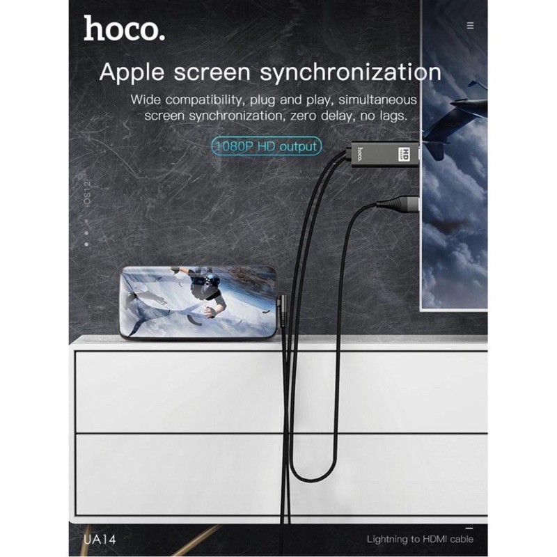 Cáp HDMI Hoco đầu linghnight cho Iphone và ipad