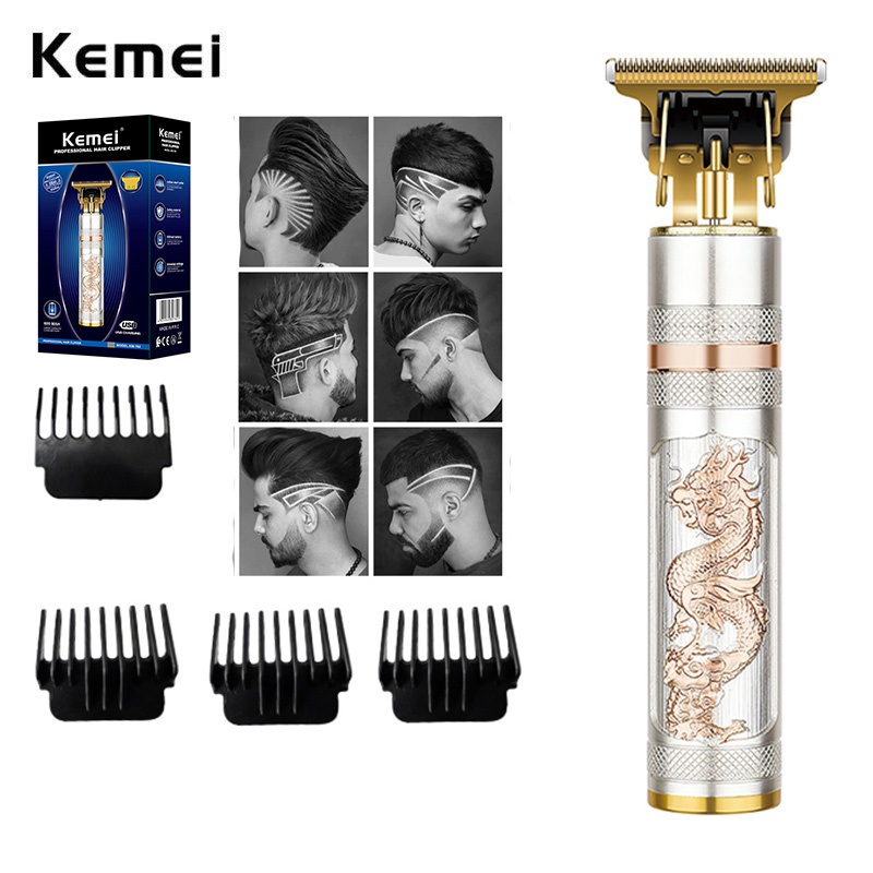 Máy cạo râu cắt tóc Kemei T9 0MM chuyên nghiệp không dây