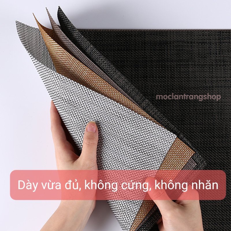 Tấm lót bàn ăn cao cấp 30x45cm kiểu dáng hiện đại, miếng lót bát đĩa ăn cách nhiệt màu trơn đơn giản