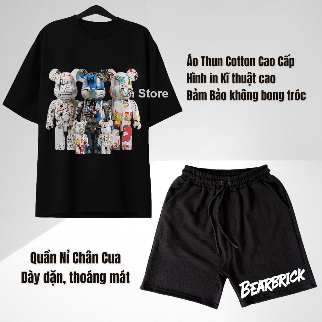 Set Bộ Áo thun bearbrick số 1 - Vải Cotton Cao Cấp Unisex