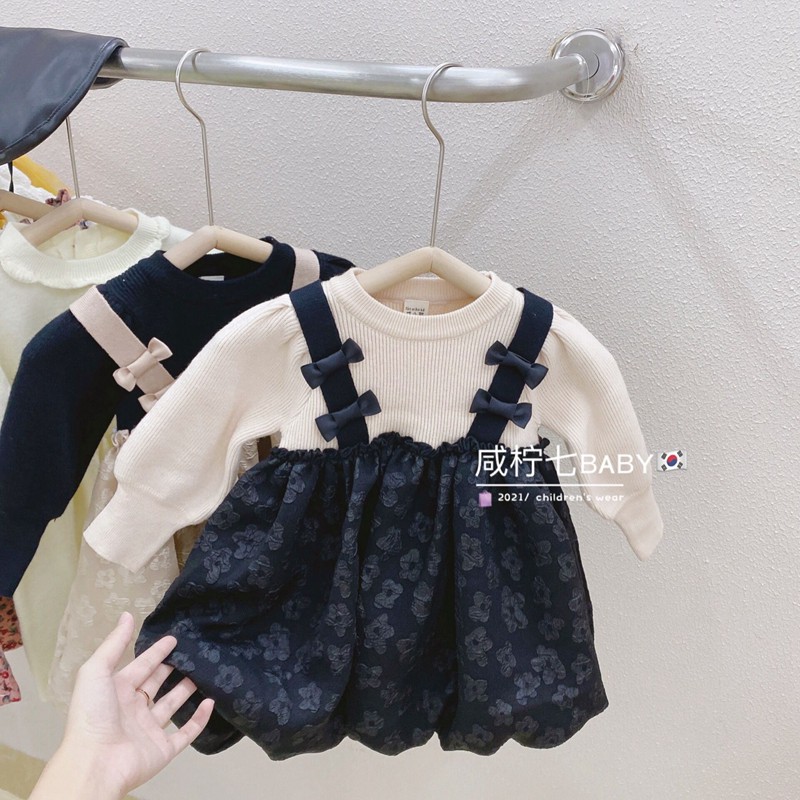 Váy liền dệt kim cho bé gái mùa thu 1-3 tuổi công chúa trang phục len trẻ em đông 5