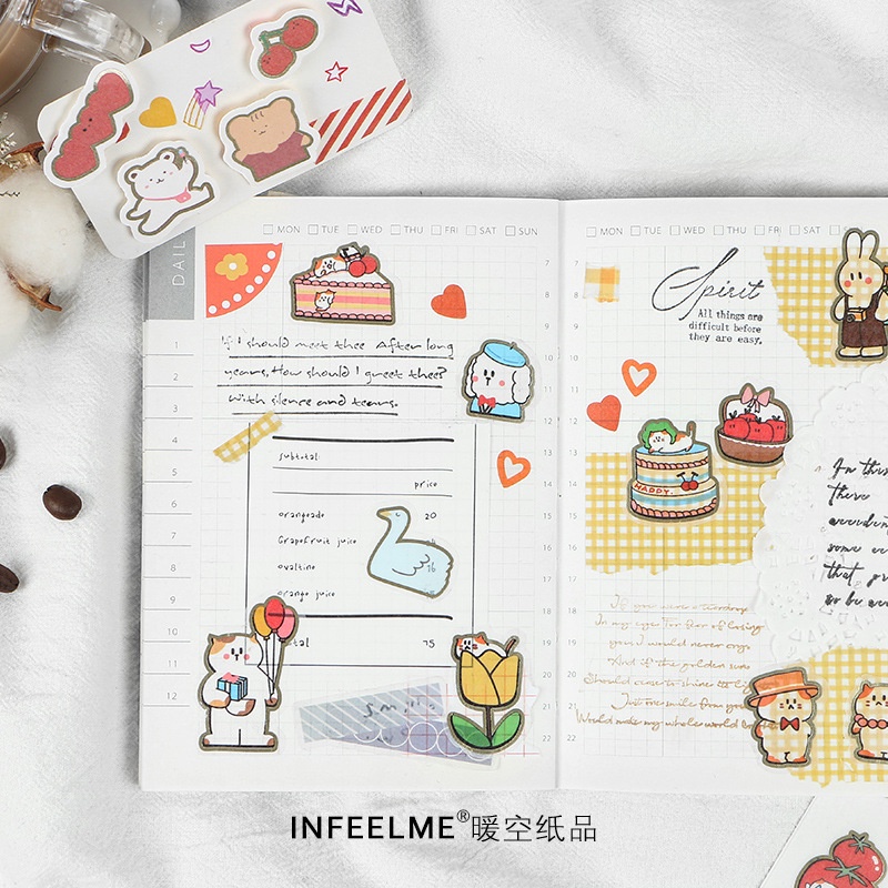 Sticker hình dán dễ thương sáng tạo và giấy bộ nhãn dán sổ trang trí dễ thương phong các Hàn Quốc siêu đáng yêu