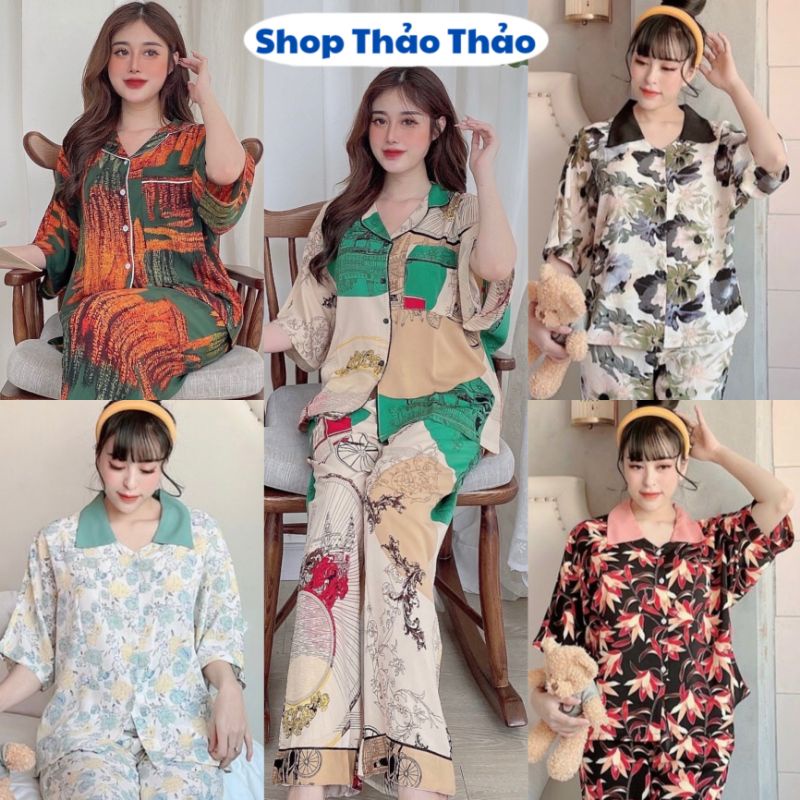 Đồ Bộ Pijama - Bộ Lụa Mango Tay Cánh Dơi Siêu Mềm Mượt Hàng Có Size Đến 80kg