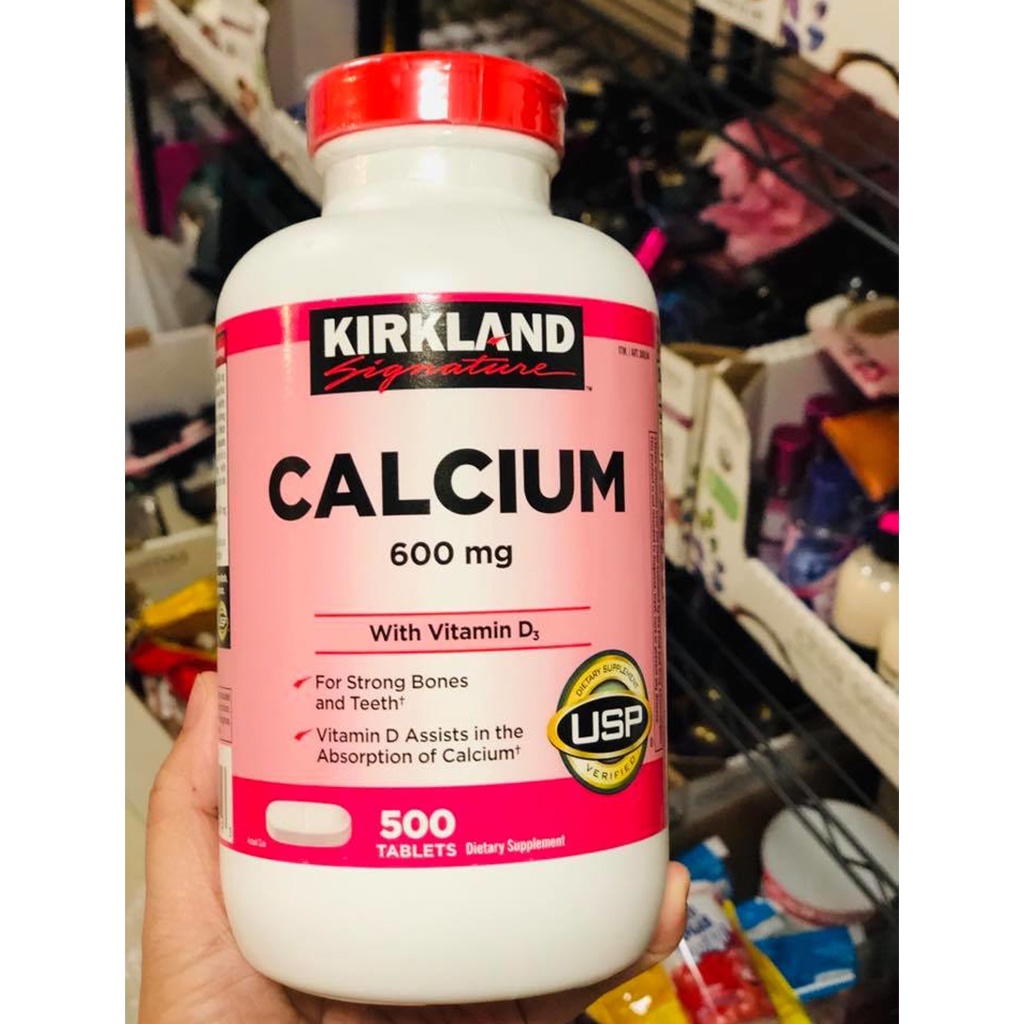 Viên Uống Bổ Sung Canxi Kirkland Calcium 600mg Vitamin D3 500 Viên - Hàng Chính Hãng