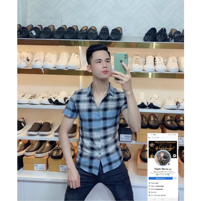 Áo sơ mi nam ngắn tay BBR loang màu kẻ sọc caro nhiều màu ,chất liệu cotton thoáng mát, không nhăn, không bai xù | BigBuy360 - bigbuy360.vn