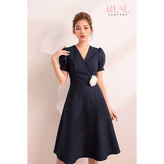 Đầm real clothes dự tiệc xanh navy - size s - new 95%