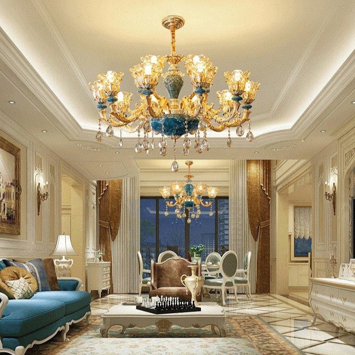 Đèn chùm trang trí MONSKY MOGANA phong cách Châu Âu hiện đại sang trọng loại 15 tay - Tặng kèm bóng LED đầy đủ