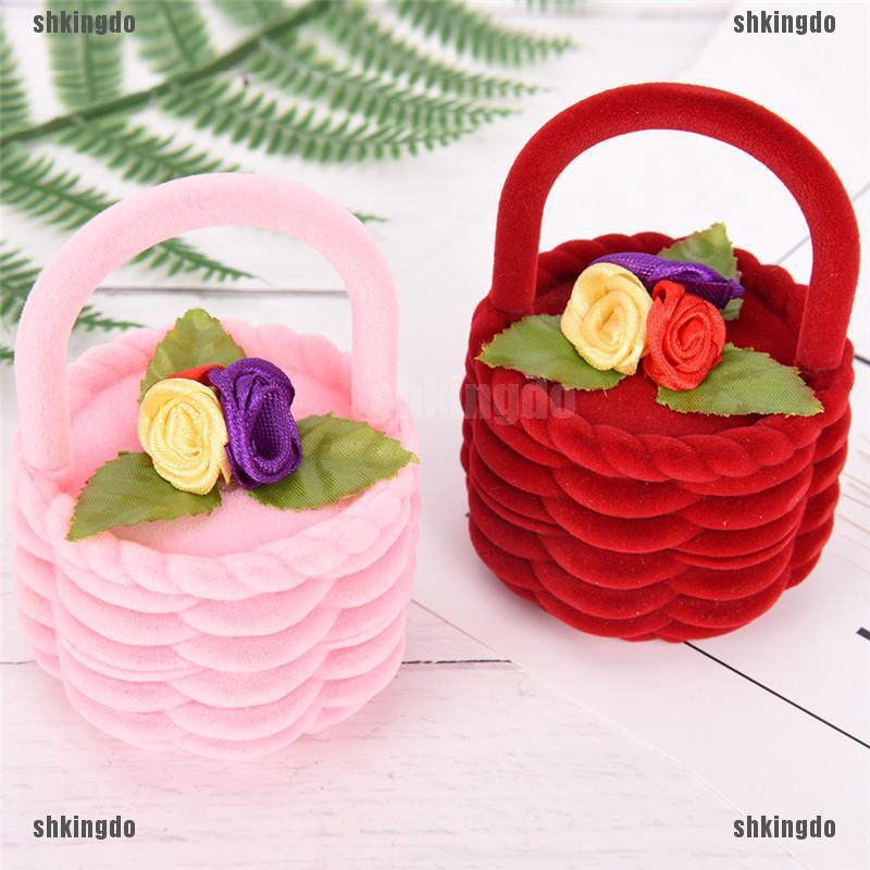 Hộp Nhung Đựng Trang Sức Hình Giỏ Hoa Chất Liệu Nhung