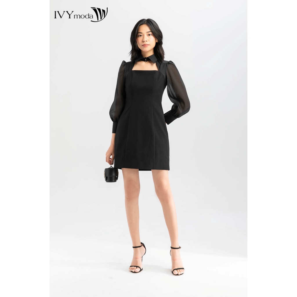 Đầm ôm phối voan IVY moda MS 48B8497