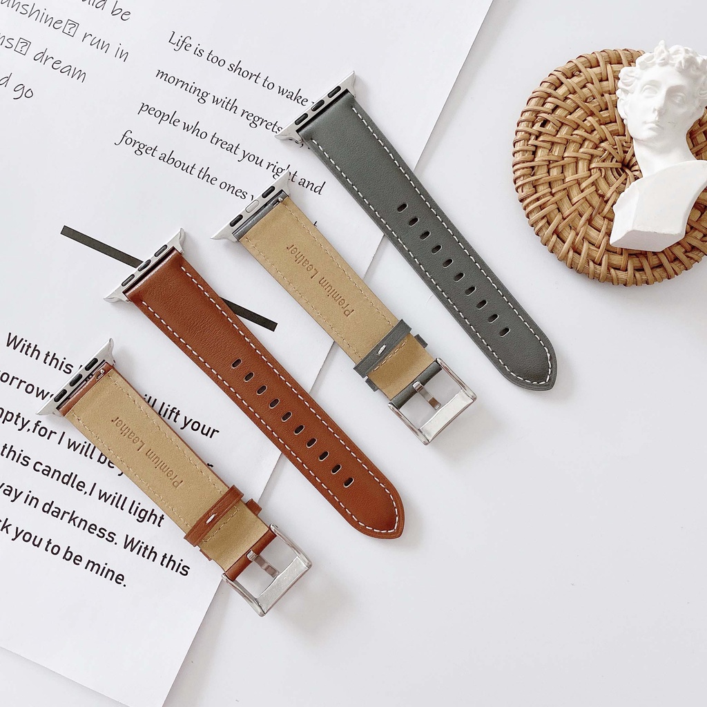 Dây Đeo Bằng Da Thời Trang Cho Đồng Hồ Thông Minh Apple Watch Series 38mm 40mm 42mm 44mm 41mm 45mm