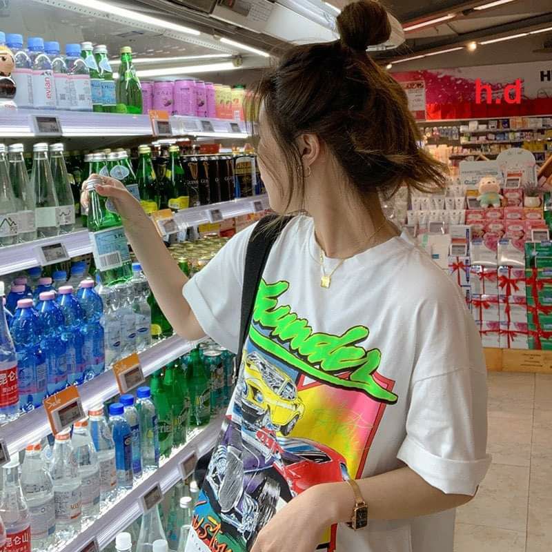 Áo Thun Cổ Tròn Phom Rộng Basic Phong Cách Ulzzang KusTom❤  Áo Cộc Tay Chất Liệu Cotton Unisex nam nữ