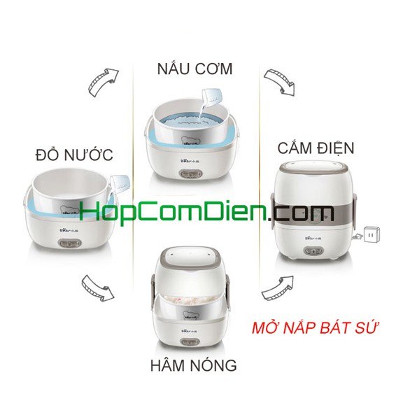 Hộp cơm điện 2 tầng bát gốm sứ 1.2 lít xinh xắn | BigBuy360 - bigbuy360.vn