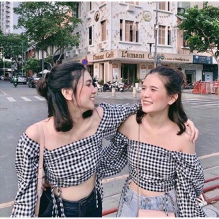 Áo bệt vai caro