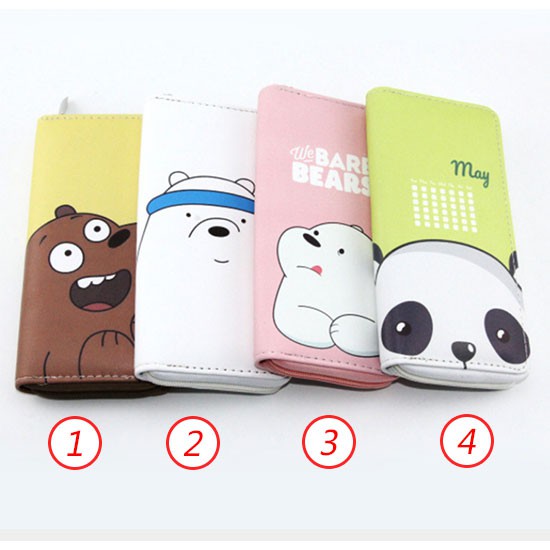 Ví da PU dáng dài hoạ tiết gấu We Bare Bears đáng yêu