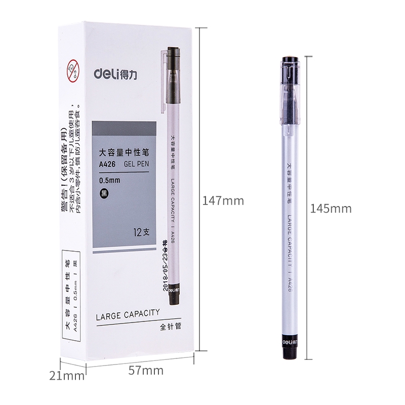 Bút mực gel DELI A426 cỡ lớn không thay thế tiện dụng cho học sinh