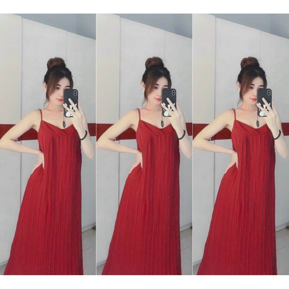 Váy 2 Dây Nữ 💖FREESHIP💖 Đầm 2 dây Suông Dập Ly Dáng Maxi, Đi Biển Dạng Phố Sang Chảnh | BigBuy360 - bigbuy360.vn