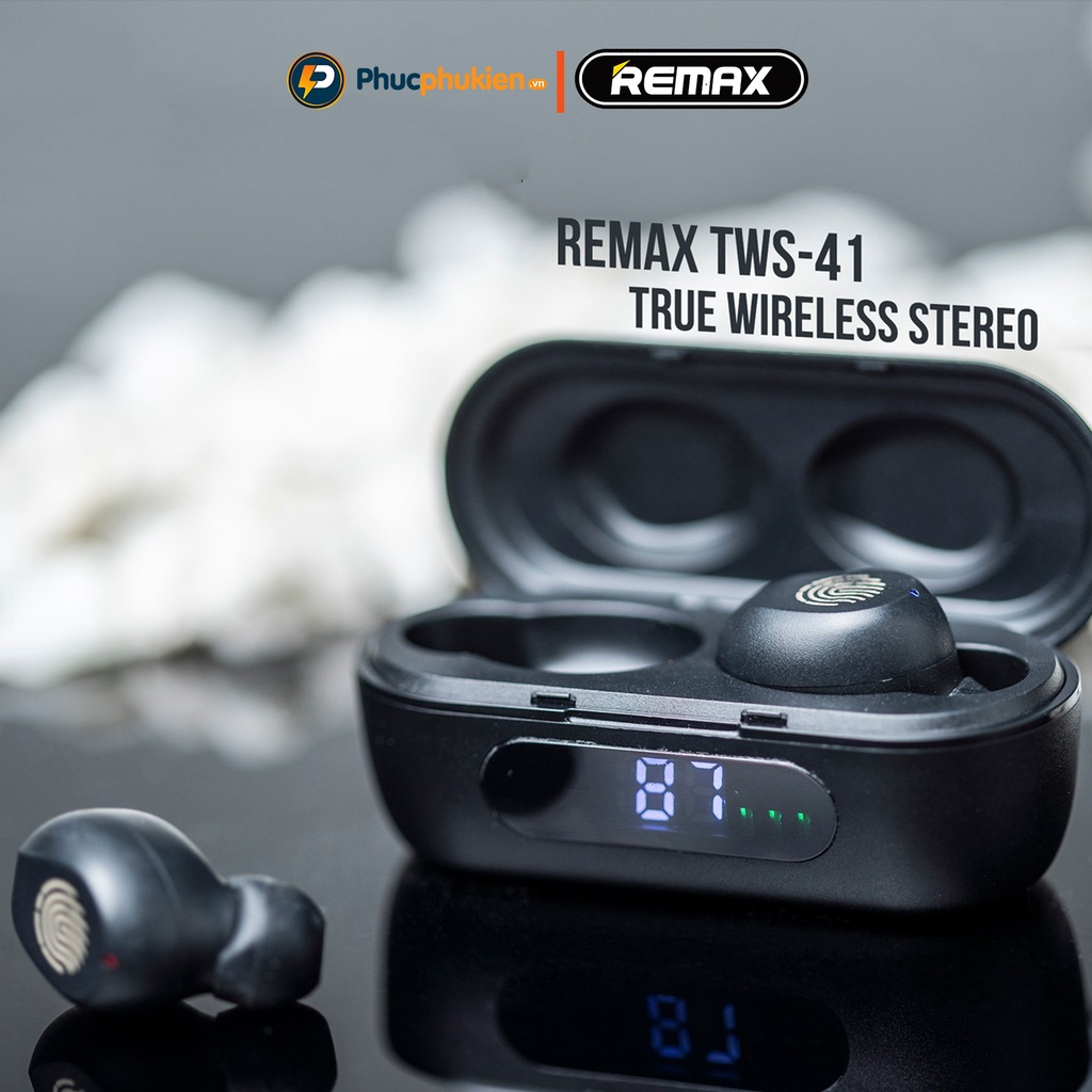 Tai nghe bluetooth không dây True Wireless Remax TWS 41 kiểu dáng earbuds có mic thoại cảm ứng - Phúc Phụ Kiện HCM