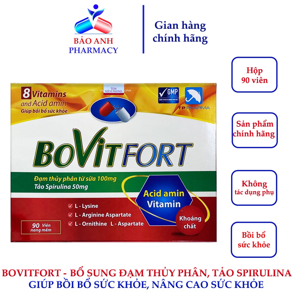 Viên uống đạm tổng hợp BOVITFORT – Bồi bổ sức khỏe, tăng cường thể lực, nâng cao sức đề kháng – Hộp 90 viên