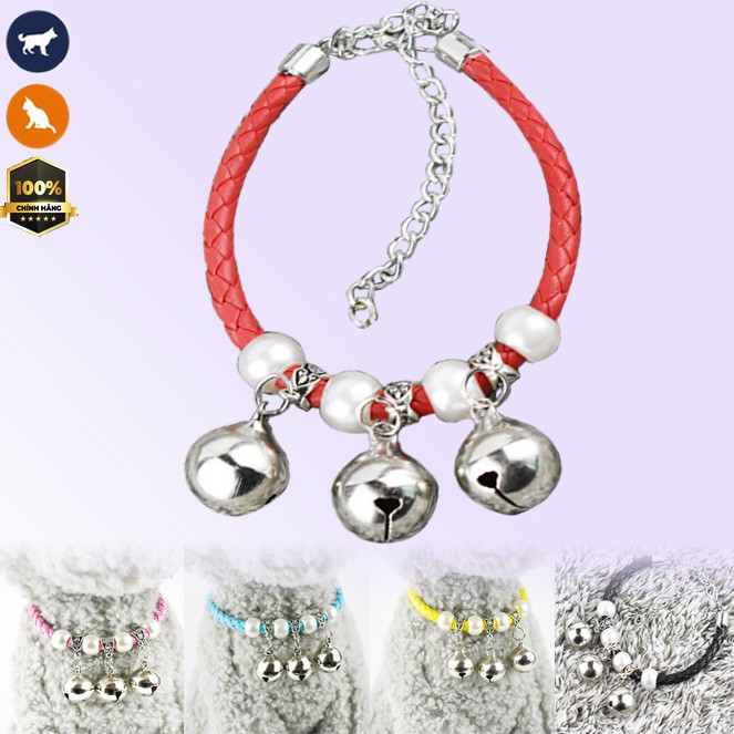 Vòng đeo cổ chó, mèo mix hạt charm và chuông inox phong cách hiện đại có thể điều chỉnh to nhỏ tùy size bé mèo