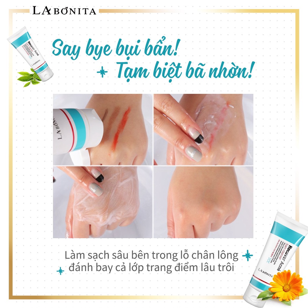 Sữa rửa mặt giảm mụn, phục hồi & dịu da - La Bonita Recover Acne Foam Cleanser 100ml