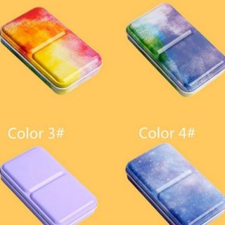 Hộp thiếc gập 3 nhiều màu chiết màu nước 12 halfpan