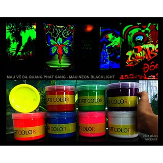 MÀU ACRYLIC  DẠ QUANG UV PHÁT SÁNG - MÀU VẼ TƯỜNG NEON DẠ QUANG ,VẼ VẢI DẠ QUANG ,VẼ GỖ DẠ QUANG ,HUỲNH QUANG